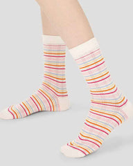 5-Pack Rainbow Line Series Women Cotton Crew Socks Colorful Stripe Cute