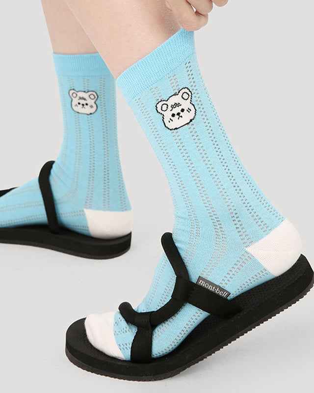 5-Pack Rainbow Line Series Women Cotton Crew Socks Colorful Stripe Cute