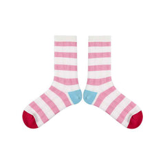 5-Pack Rainbow Line Series Women Cotton Crew Socks Colorful Stripe Cute