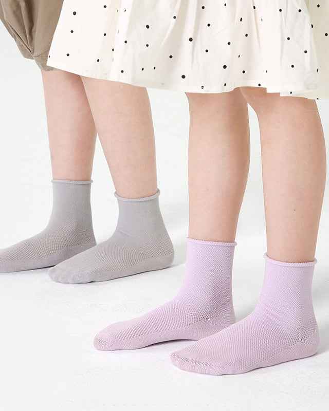 5-Pack Kids Cotton Ankle Socks Solid Color Mesh Casual