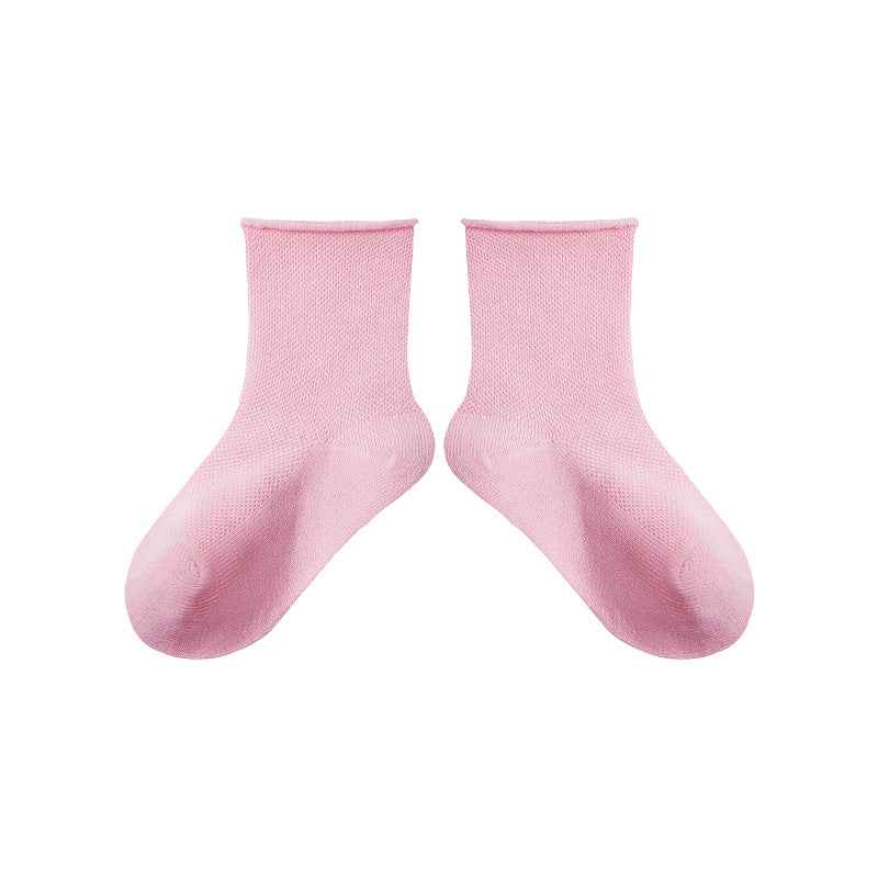 5-Pack Kids Cotton Ankle Socks Solid Color Mesh Casual