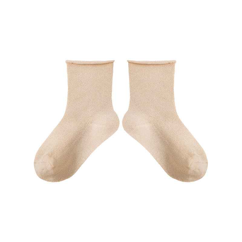 5-Pack Kids Cotton Ankle Socks Solid Color Mesh Casual