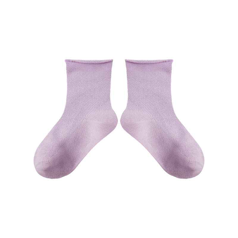 5-Pack Kids Cotton Ankle Socks Solid Color Mesh Casual