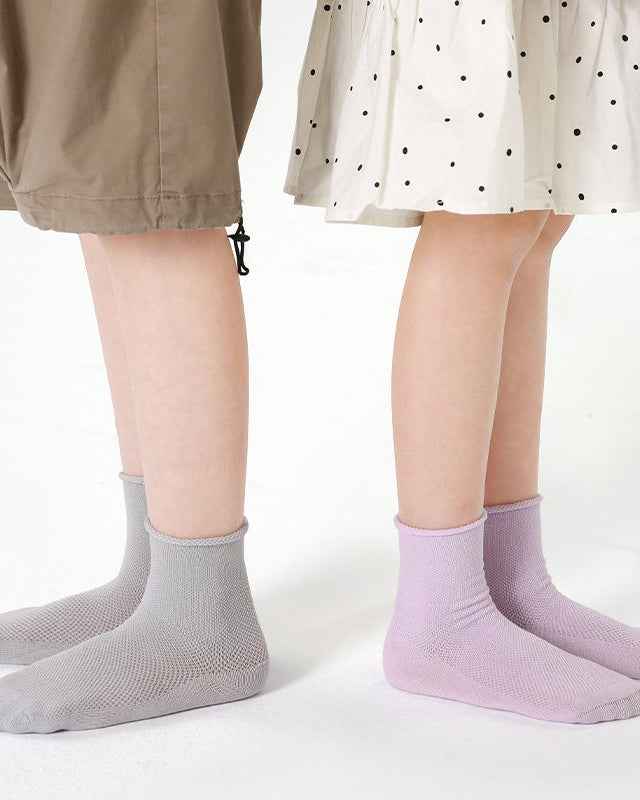 5-Pack Kids Cotton Ankle Socks Solid Color Mesh Casual