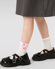 5-Pack Kids Cotton Ankle Socks Colorful Winter Bow Cute Casual