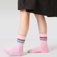 5組合兒童棉質短筒襪子 彩色冬季蝴蝶結可愛休閒