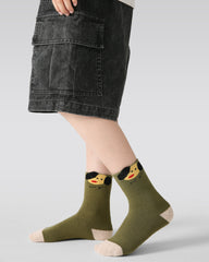 5組合凸面小狗毛圈中筒襪子兒童卡通棉質可愛