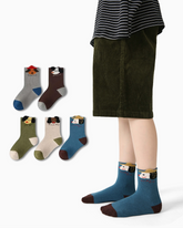 5-팩 볼록 강아지 테리 크루 양말 아동 만화 면 귀여운