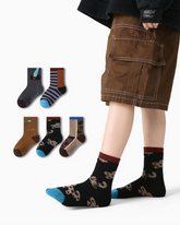 5-팩 쿨 레오파드 테리 키즈 양말 두꺼운 따뜻한 면 크루 양말