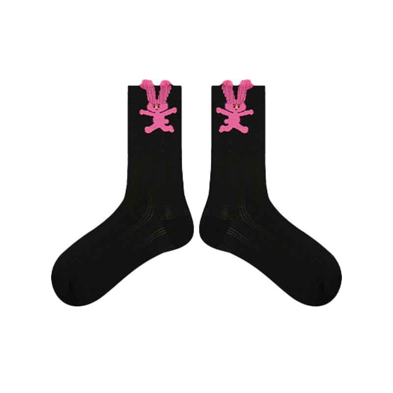 5-Pack Cute Summer Series Women Cotton Crew Socks Cartoon Mesh Stripe