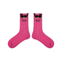 5-Pack Cute Summer Series Women Cotton Crew Socks Cartoon Mesh Stripe