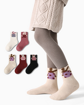 5-팩 에너제틱 버니 테리 키즈 양말 두꺼운 따뜻한 면 크루 양말