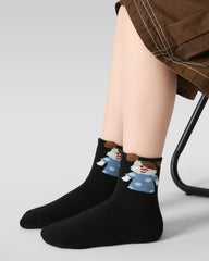 5パック エネルギッシュな子犬 テリー キッズ ソックス 厚手 暖かいコットン クルー ソックス