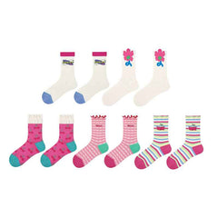 5-Pack Women Cotton Crew Socks Flower Sea Series Colorful Cute