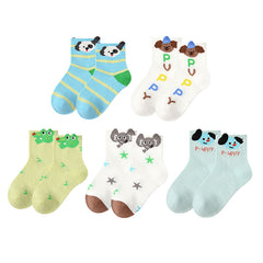 5-Pack Forest Friendship Series Kids Socks Cute Casual Cotton Socks for Boys