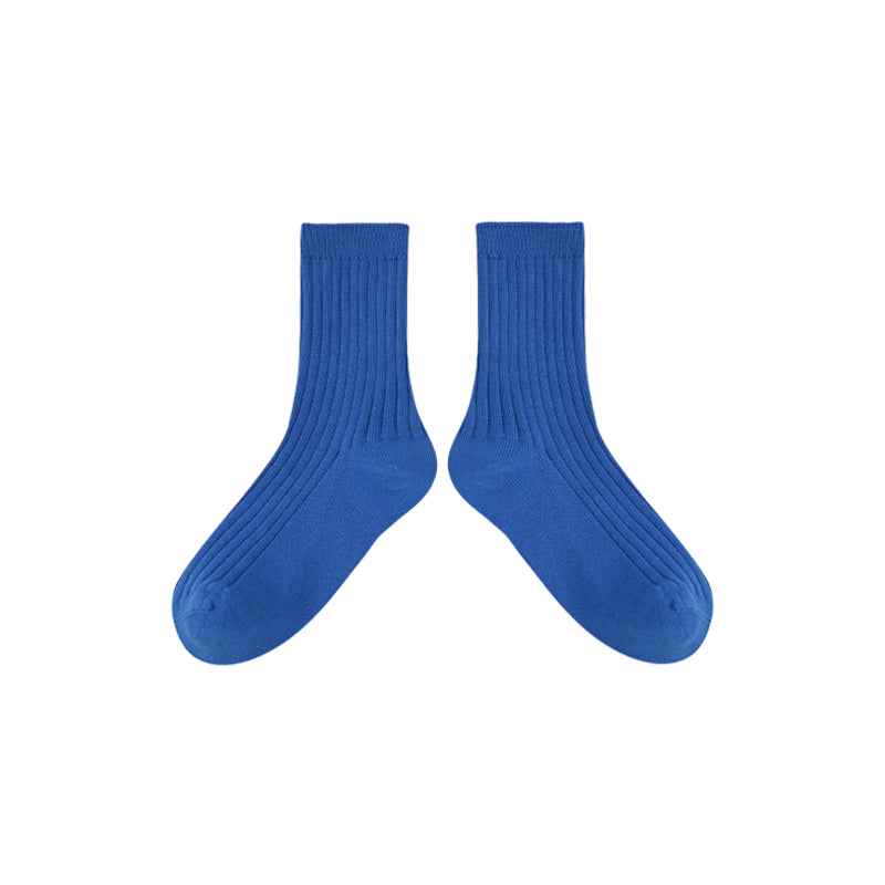 5-Pack Kids Cotton Crew Socks Solid Color Casual
