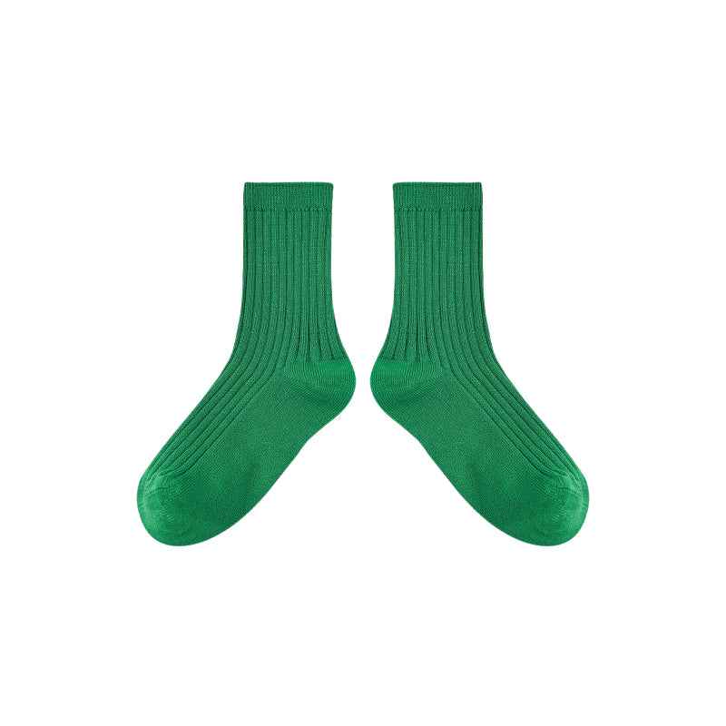 5-Pack Kids Cotton Crew Socks Solid Color Casual