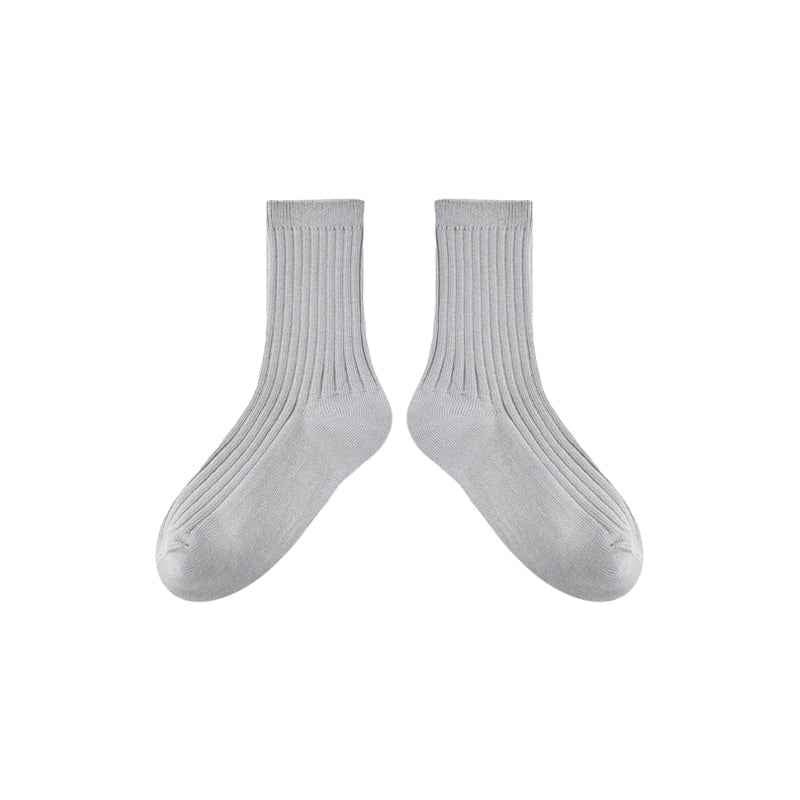 5-Pack Kids Cotton Crew Socks Solid Color Casual