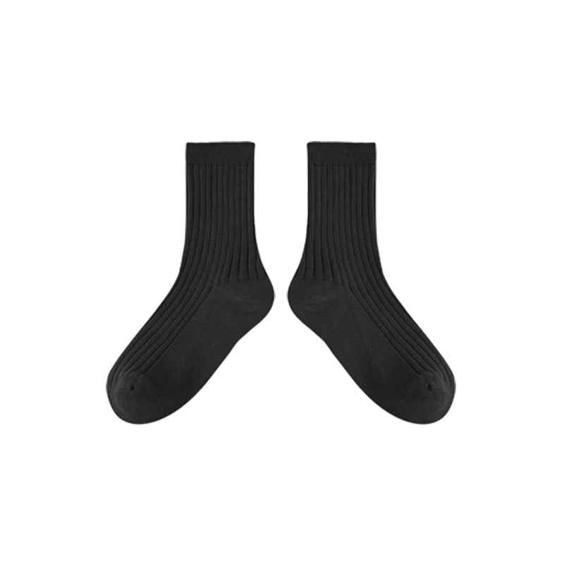 5-Pack Kids Cotton Crew Socks Solid Color Casual
