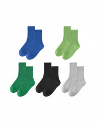 5-Pack Kids Cotton Crew Socks Solid Color Casual