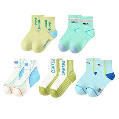 5-Pack Sports Center Series Kids Socks Cotton Ankle Boys Socks