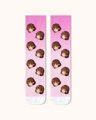 성인 맞춤 애니메 얼굴 크루 양말 개인화 만화 캐릭터 양말 애니메 팬을 위한 선물 화이트 토