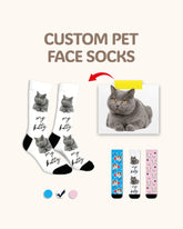 성인 맞춤 고양이 얼굴 크루 양말 반려동물 사진 맞춤 양말 반려동물 애호가 선물 블랙 토