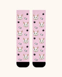 大人用カスタム猫顔クルーソックス パーソナライズペット写真ソックス ペット好きへのギフト ブラックトゥ