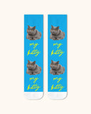 大人用カスタム猫顔クルーソックス パーソナライズペット写真ソックス ペット好きへのギフト ホワイトトゥ