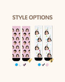 大人用カスタムポートレートフェイスクルーソックス パーソナライズ写真ソックス 友達へのギフト ブラックトゥ