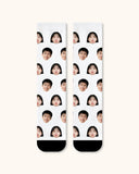 大人用カスタムポートレートフェイスクルーソックス パーソナライズ写真ソックス 友達へのギフト ブラックトゥ