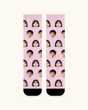 大人用カスタムポートレートフェイスクルーソックス パーソナライズ写真ソックス 友達へのギフト ブラックトゥ