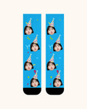 大人用カスタムポートレートフェイスクルーソックス パーソナライズ写真ソックス 友達へのギフト ブラックトゥ