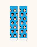 大人用カスタムポートレートフェイスクルーソックス パーソナライズ写真ソックス 友達へのギフト ホワイトトゥ