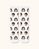 大人用カスタムポートレートフェイスクルーソックス パーソナライズ写真ソックス 友達へのギフト ホワイトトゥ