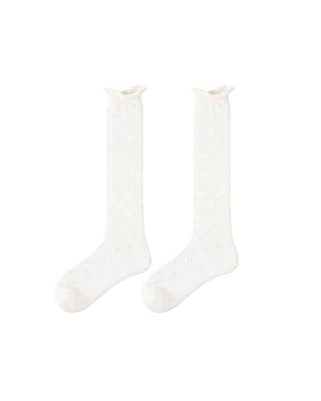 Women Ballet Cotton Knee High Socks Seamless Mesh Hollow Pattern Thin