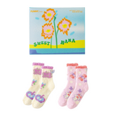 Gift Box Set Women Crew Socks Butterfly Series Fuzzy Thick Warm Soft Non Slip Socks