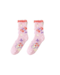 Gift Box Set Women Crew Socks Butterfly Series Fuzzy Thick Warm