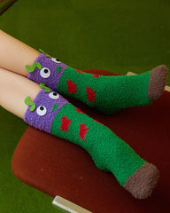 Gift Box Set Women Crew Socks Caterpillar Series Funny Fuzzy Thick