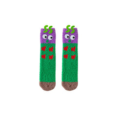 禮盒套裝 女士中筒襪子 毛毛蟲系列 趣味毛絨加厚保暖襪子