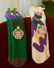 선물 박스 세트 여성 크루 양말 애벌레 시리즈 재미있는 보송보송 두껍고 따뜻하며 부드러운 양말