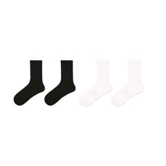 Unisex Couple Cotton Crew Socks Black White Seamless Soft Breathable Casual