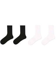 Unisex Couple Cotton Crew Socks Black White Seamless Soft Breathable Casual