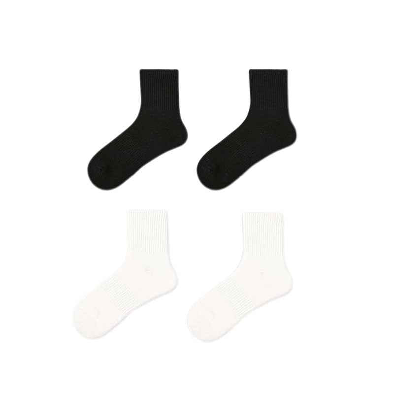 Unisex Couple Cotton Ankle Socks Black White Seamless Soft Breathable Casual
