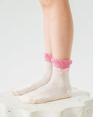 4-팩 키즈 코튼 앵클 양말 컬러풀 캔디 리본 통기성 귀여움