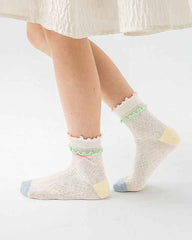 4-Pack Kids Cotton Ankle Socks Colorful Candies Bow Breathable Cute