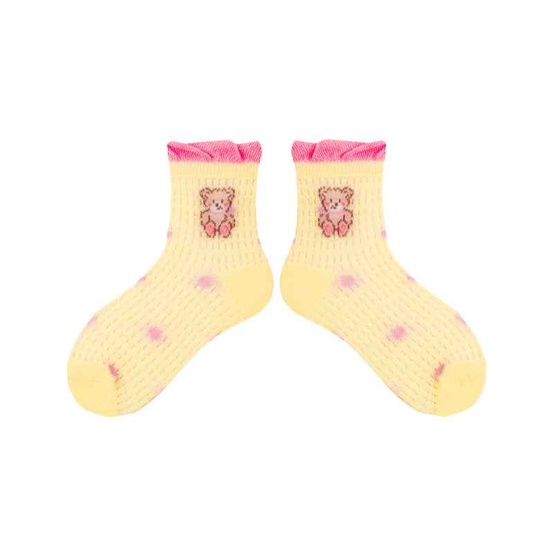 4-Pack Kids Cotton Ankle Socks Colorful Candies Bow Breathable Cute