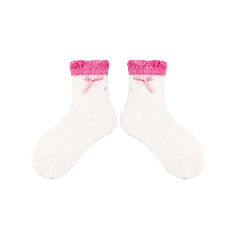 4-Pack Kids Cotton Ankle Socks Colorful Candies Bow Breathable Cute