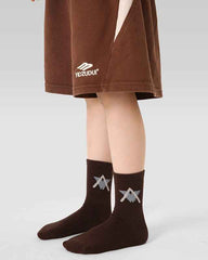 5-Pack Kids Cotton Crew Socks Stripe Letter Sporty Casual Thick Warm