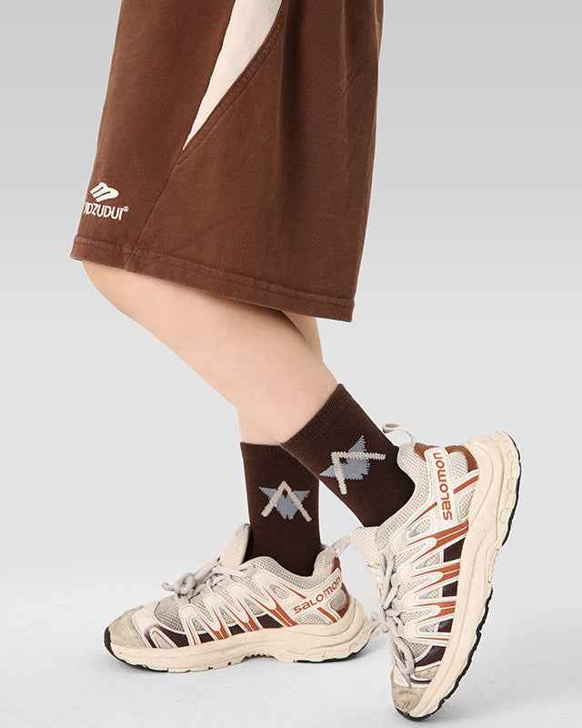 5-Pack Kids Cotton Crew Socks Stripe Letter Sporty Casual Thick Warm